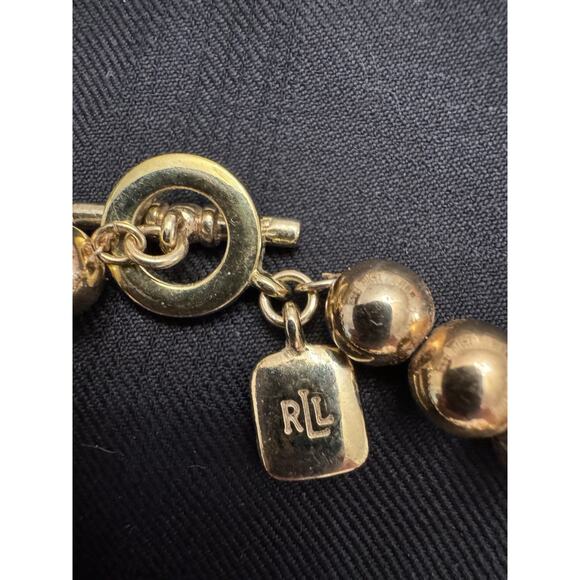 Ralph Lauren Vintage Necklace And Bracelet Gold Tone Toggle Clasp Set. - Picture 3 of 7